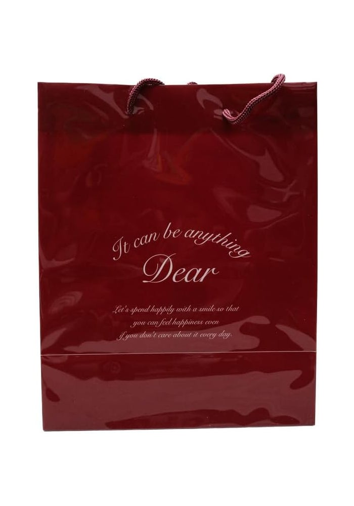 Daiso Red Gift Bag with English Text Design (20x25x11 cm) - Image 1